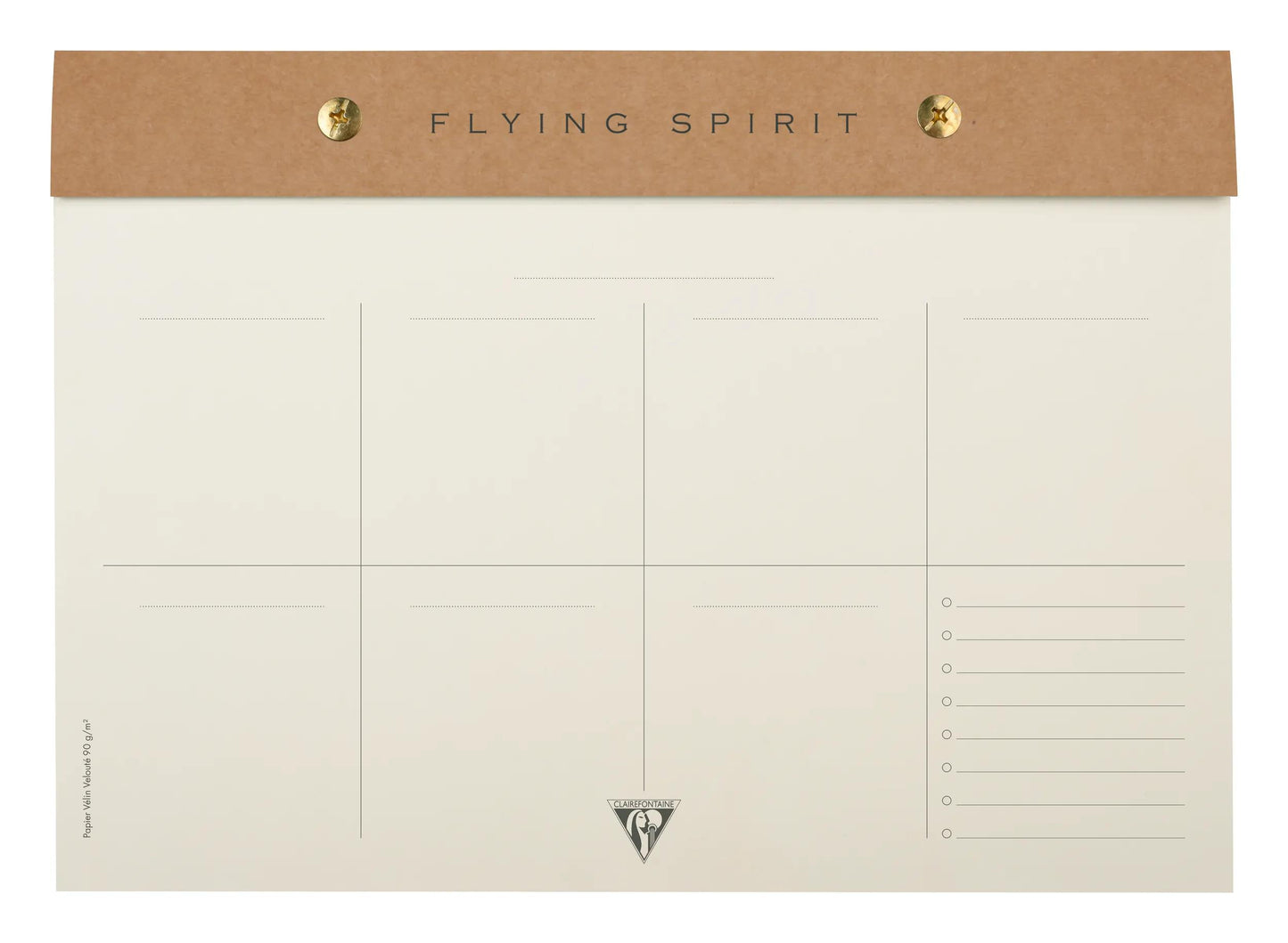 Flying Spirit Kraft planner block with rivets 24x17cm 60 detachable printed sheets. - Kraft (Pack x5)