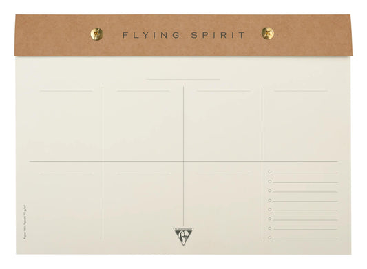 Flying Spirit Kraft planner block with rivets 24x17cm 60 detachable printed sheets. - Kraft (Pack x5)