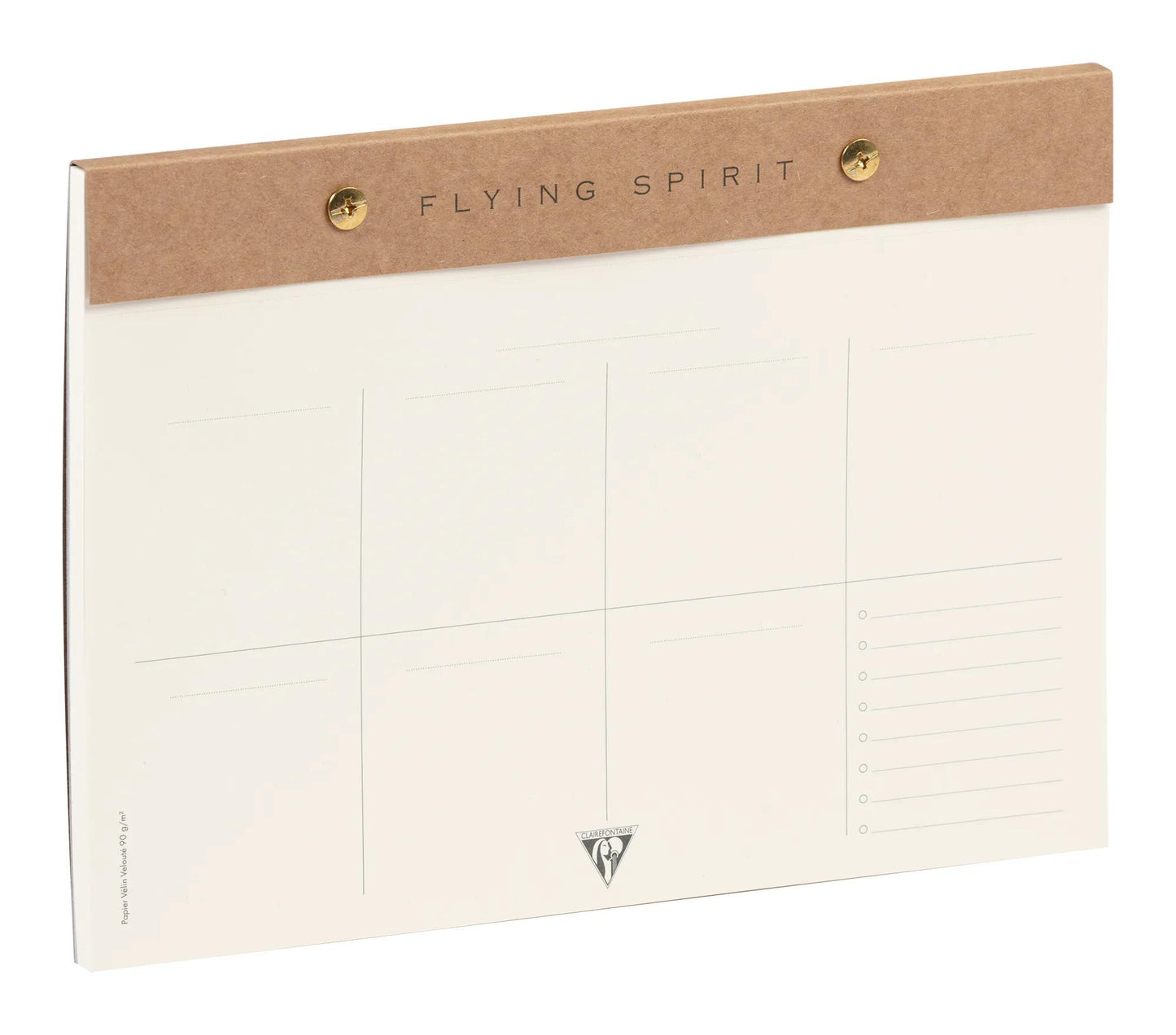 Flying Spirit Kraft planner block with rivets 24x17cm 60 detachable printed sheets. - Kraft (Pack x5)
