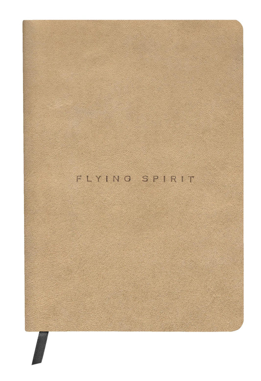 Booklet flyer sewn Flying Spirit A5 180 pages lined leather cover aged ivory paper 90g - Beige (Pack x3)