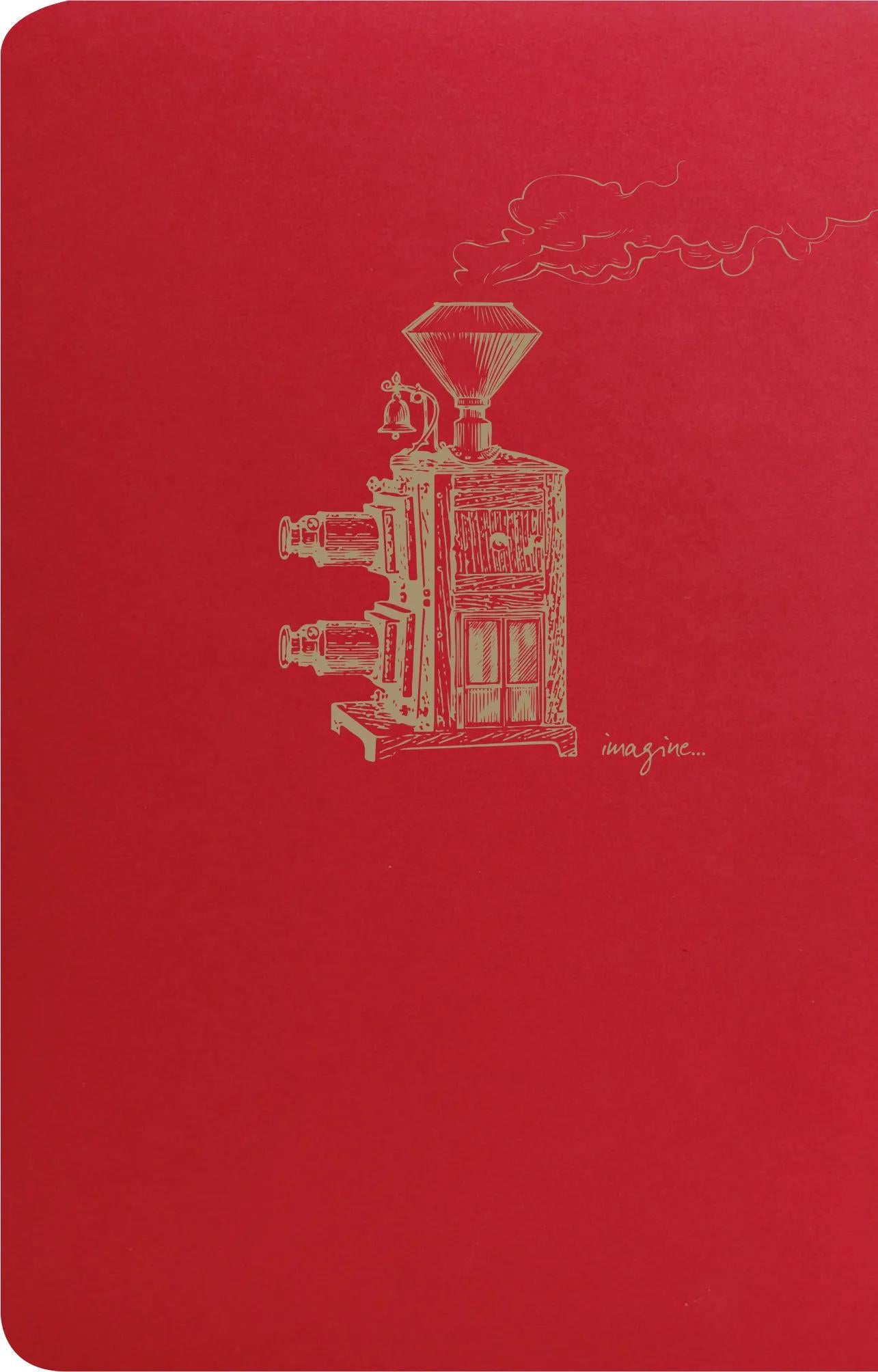 Spirito volante Red tessile sting notebook 11x17cm 96p foderato motivi avorio carta 90g - Rosso (Pacchetto x5)