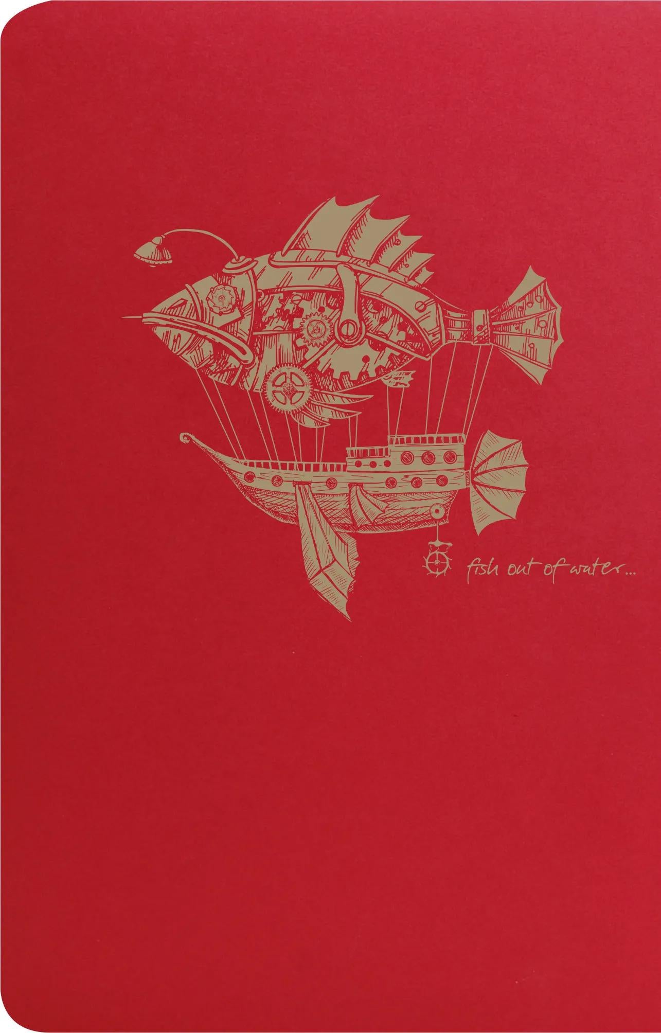 Spirito volante Red tessile sting notebook 11x17cm 96p foderato motivi avorio carta 90g - Rosso (Pacchetto x5)
