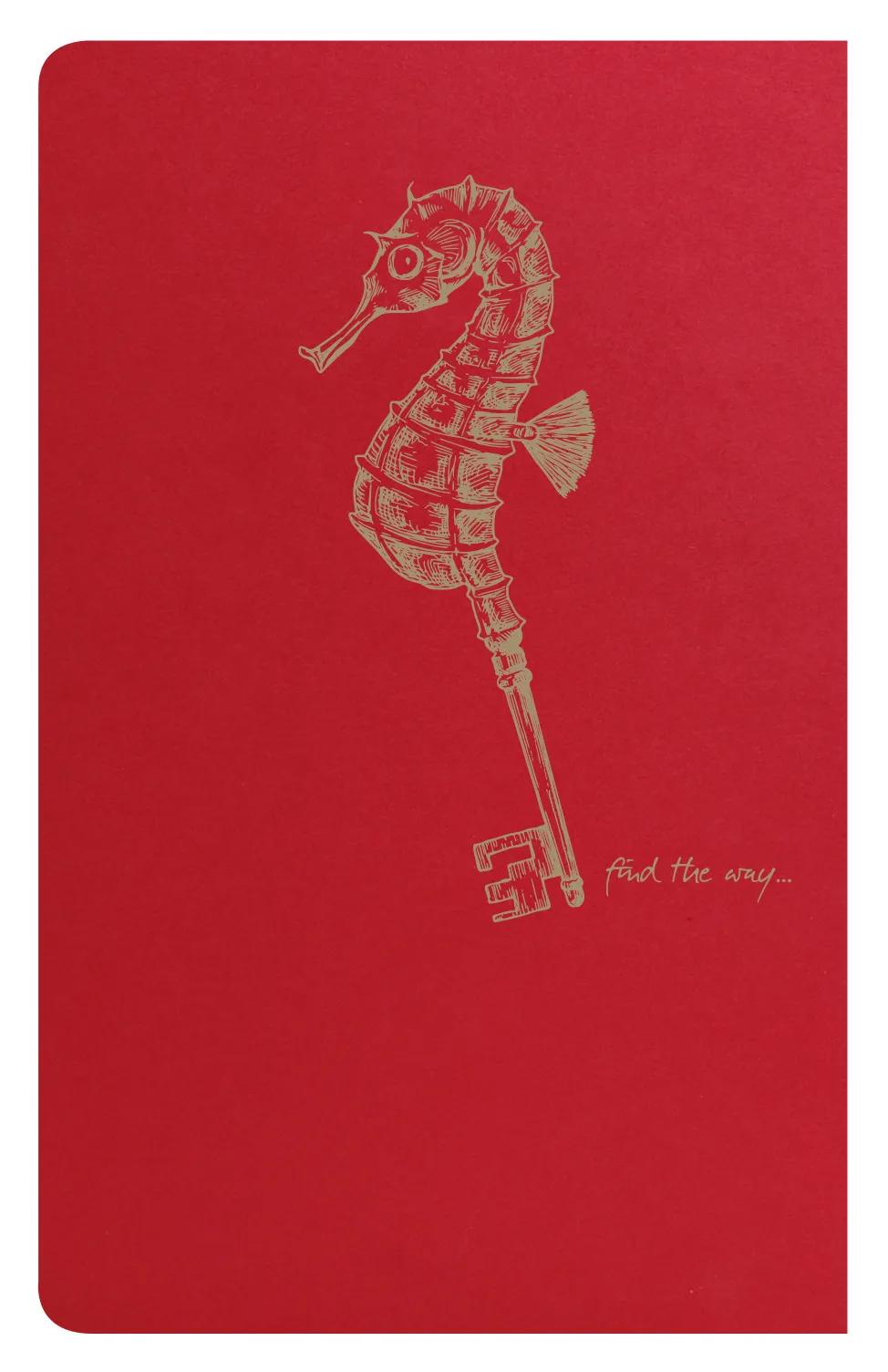 Spirito volante Red tessile sting notebook 7,5x12cm 48p foderato motivi avorio carta 90g - Rosso (Pacchetto x10)