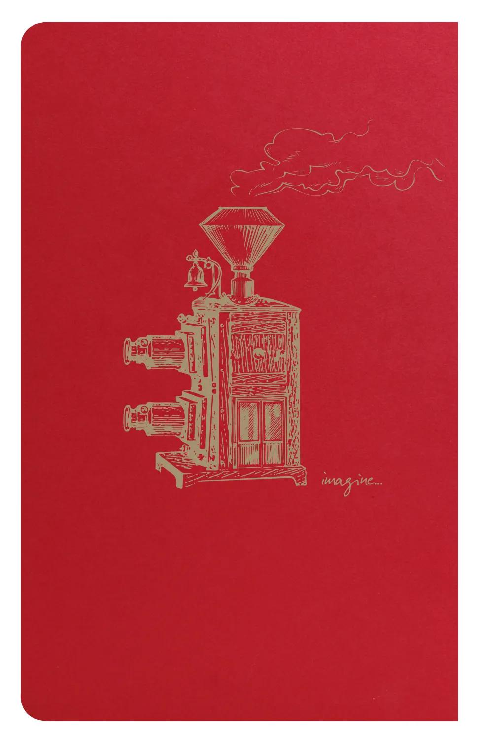 Spirito volante Red tessile sting notebook 7,5x12cm 48p foderato motivi avorio carta 90g - Rosso (Pacchetto x10)