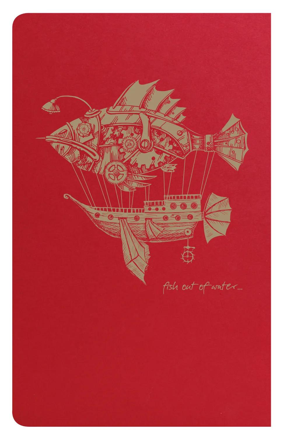 Spirito volante Red tessile sting notebook 7,5x12cm 48p foderato motivi avorio carta 90g - Rosso (Pacchetto x10)