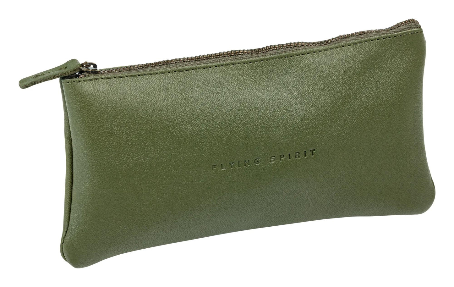 Flying Spirit trousse en cuir Plate 22x11cm - Kaki - New (Lot x8)