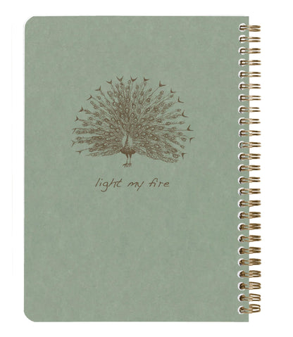 Flying Spirit Green complete pocket binding book 14,8x21cm 120p detach. lineed motifs matching ivory paper 90g - Green of grey