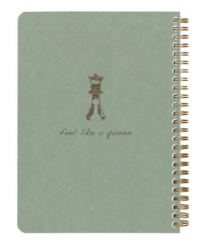 Flying Spirit Green complete pocket binding book 14,8x21cm 120p detach. lineed motifs matching ivory paper 90g - Green of grey