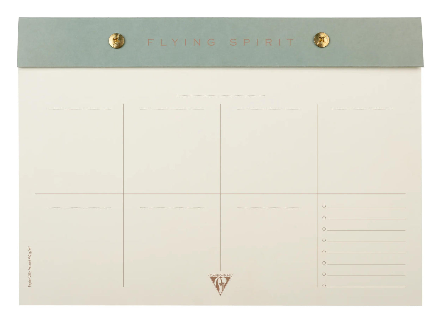 Flying Spirit Green planner block with rivets 24x17cm 60 detachable printed sheets. - Green grey (Pack x5)
