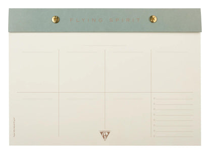 Flying Spirit Green planner block with rivets 24x17cm 60 detachable printed sheets. - Green grey