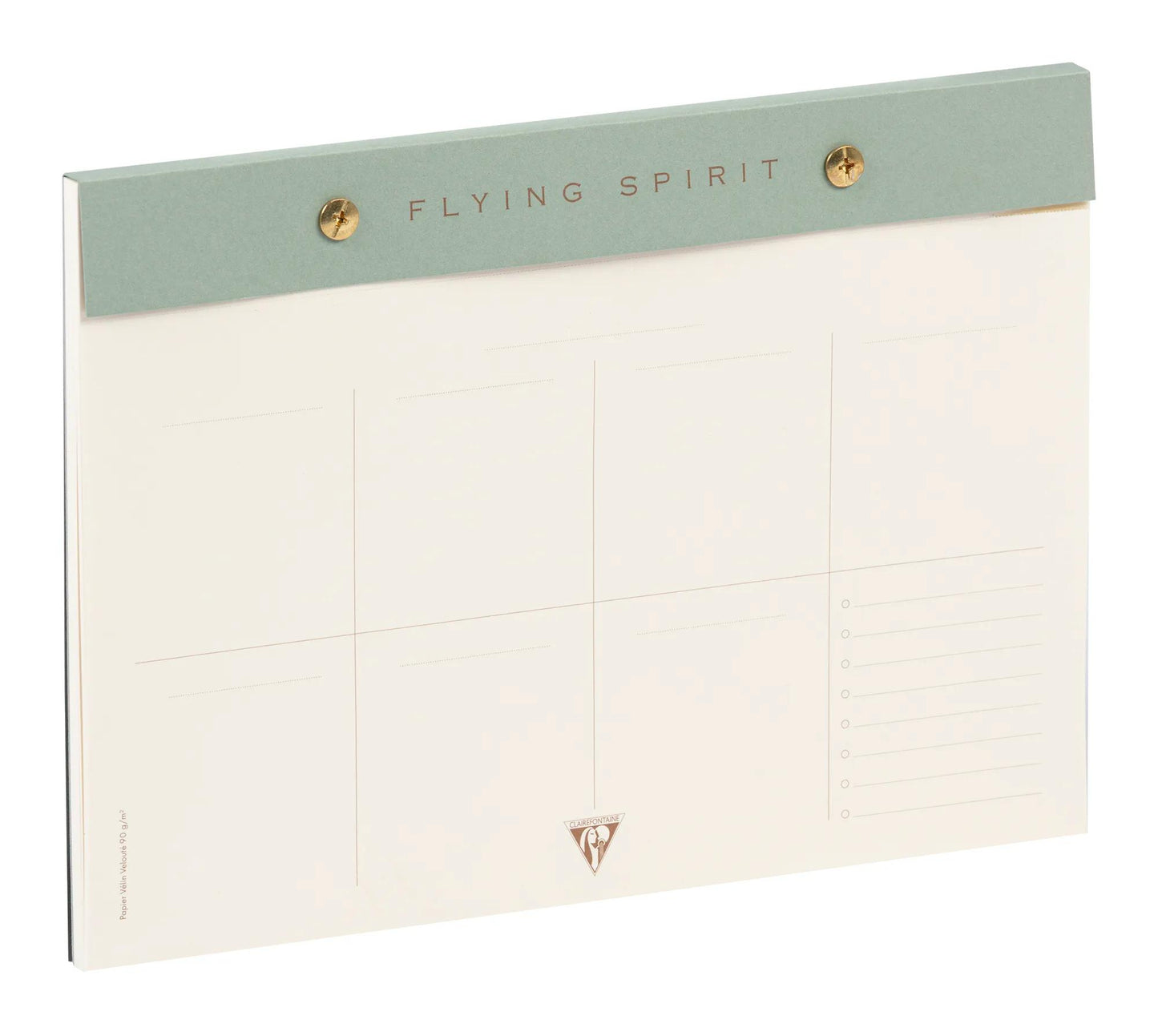 Flying Spirit Green planner block with rivets 24x17cm 60 detachable printed sheets. - Green grey (Pack x5)