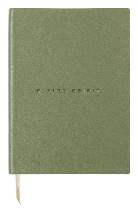 Booklet flyer sewn Flying Spirit A5 180 pages lined cover smooth leather ivory paper 90g - Kaki - New (Pack x3)