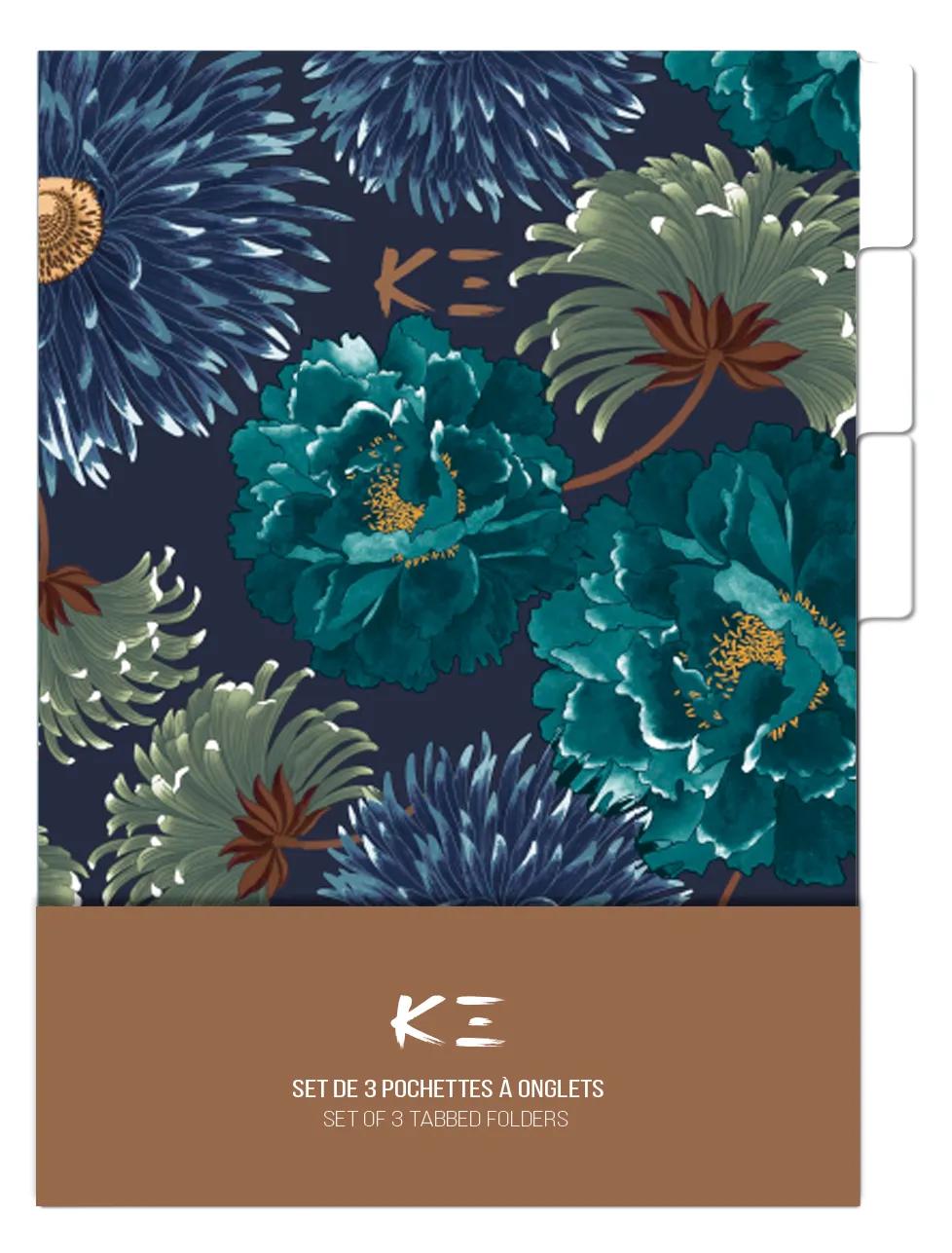 K3 blue, Set of 3 pouches with tabs 22x31 cm, ass. - Multicolor (Pack x5)