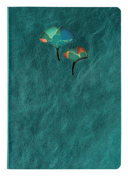Ginkgo, Leder broached Notebook A5 14,8x21 cm, 144 Seiten, gefüttert, Arsch. (4er-Pack)