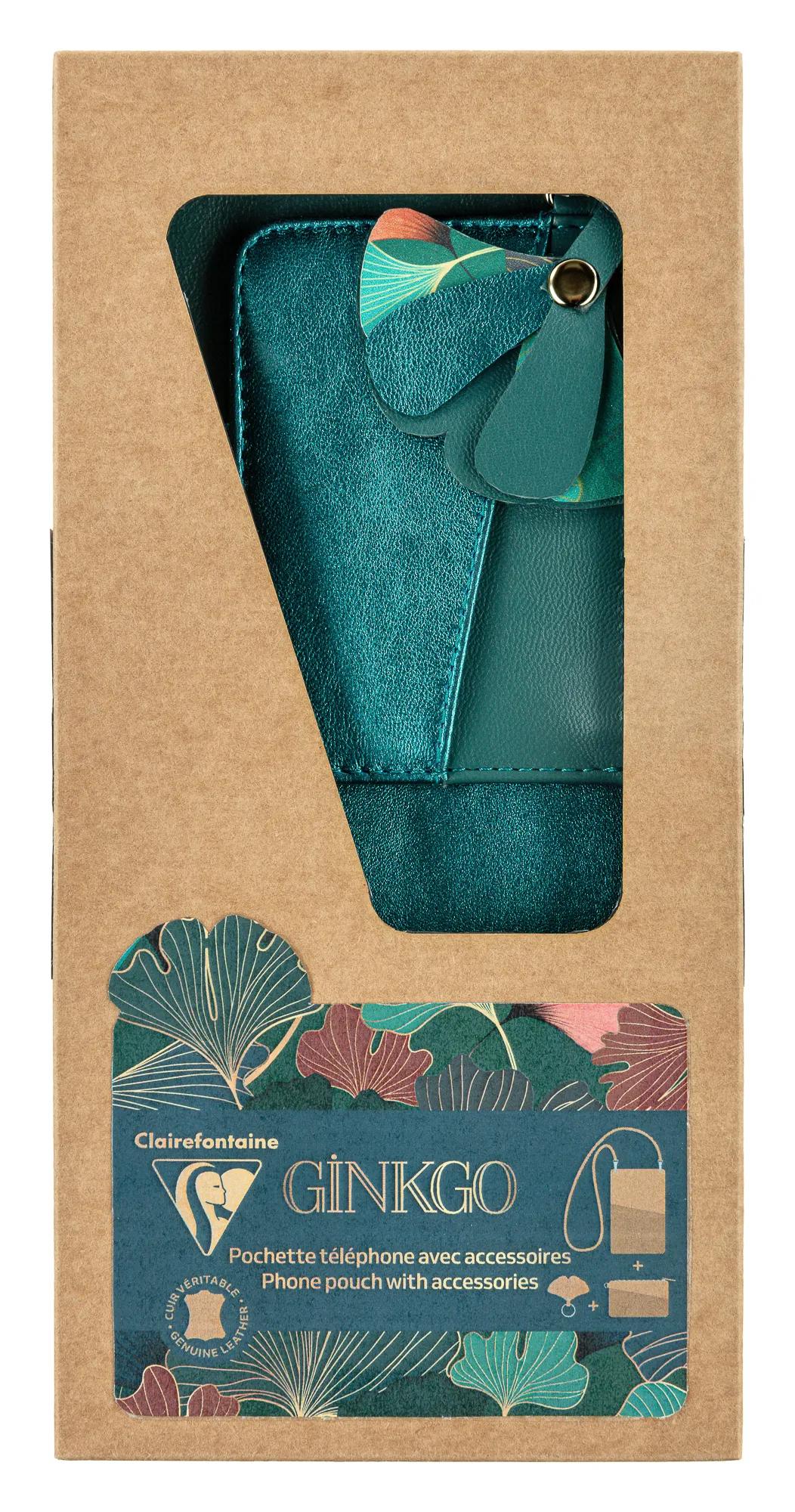 Ginkgo, Telefontasche & Lederzubehör (kleine Handytasche 10.5x16.5 cm + Kartenhalter 7.5x10.5 cm + Schlüsselring 7x6.5 cm) (3er-Pack)
