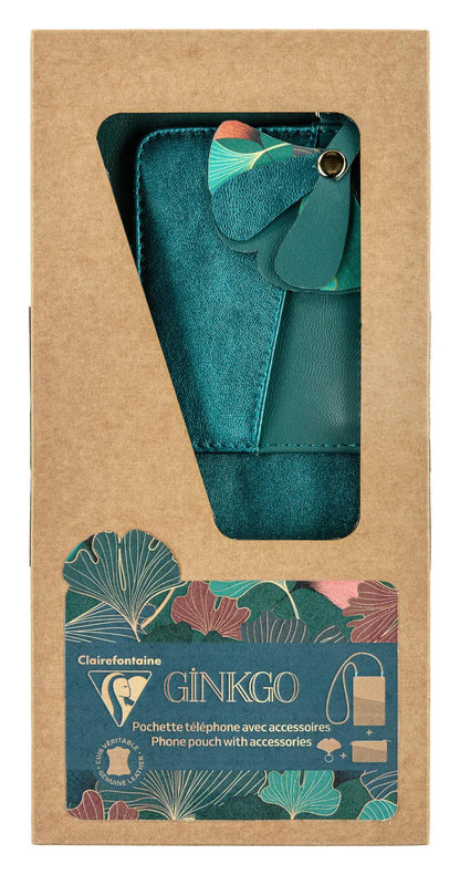 Ginkgo, Telefontasche & Lederzubehör (kleine Handytasche 10.5x16.5 cm + Kartenhalter 7.5x10.5 cm + Schlüsselring 7x6.5 cm) (3er-Pack)