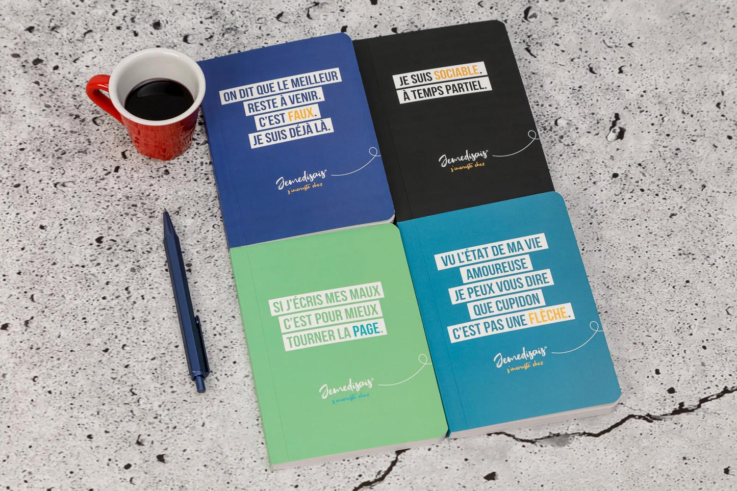 Jemedisais, Paperback A6 10.5x14.8 cm, 128 pagine, foderato, corrispondente. - Multicolore (Pacchetto x4)