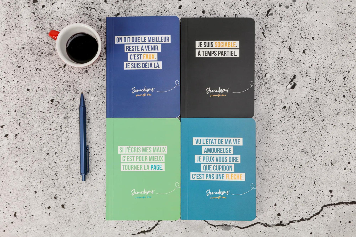 Jemedisais, Paperback A6 10.5x14.8 cm, 128 pagine, foderato, corrispondente. - Multicolore (Pacchetto x4)