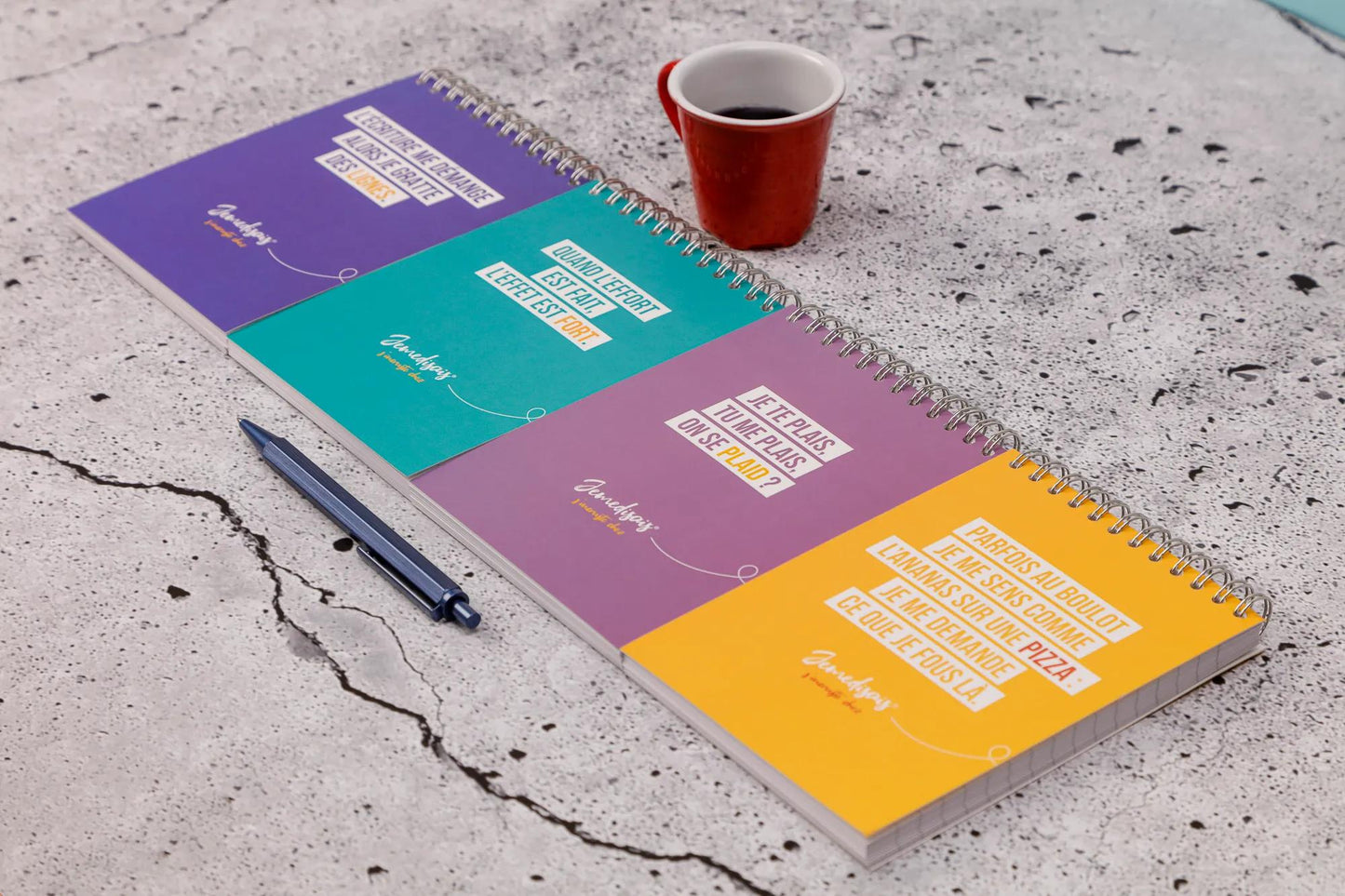 Jemédisais, Block intestazione integrale A6 10,5x14,8 cm, 160 pagine, foderato, corrispondente. - Multicolore (Pacchetto x8)