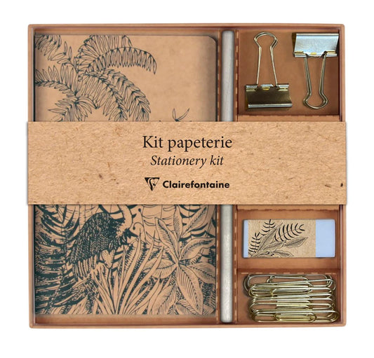 The white cherry tree, Kit of stationery containing a notebook 11x17 cm 64 lines pages, a pencil of paper, 2 double clips, 10 trombones and a gum (Pack x3)