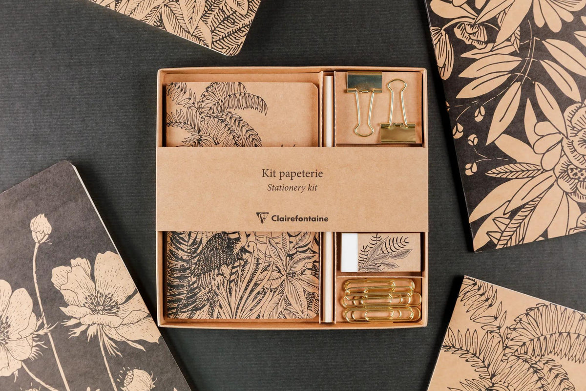 The white cherry tree, Kit of stationery containing a notebook 11x17 cm 64 lines pages, a pencil of paper, 2 double clips, 10 trombones and a gum