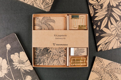 The white cherry tree, Kit of stationery containing a notebook 11x17 cm 64 lines pages, a pencil of paper, 2 double clips, 10 trombones and a gum