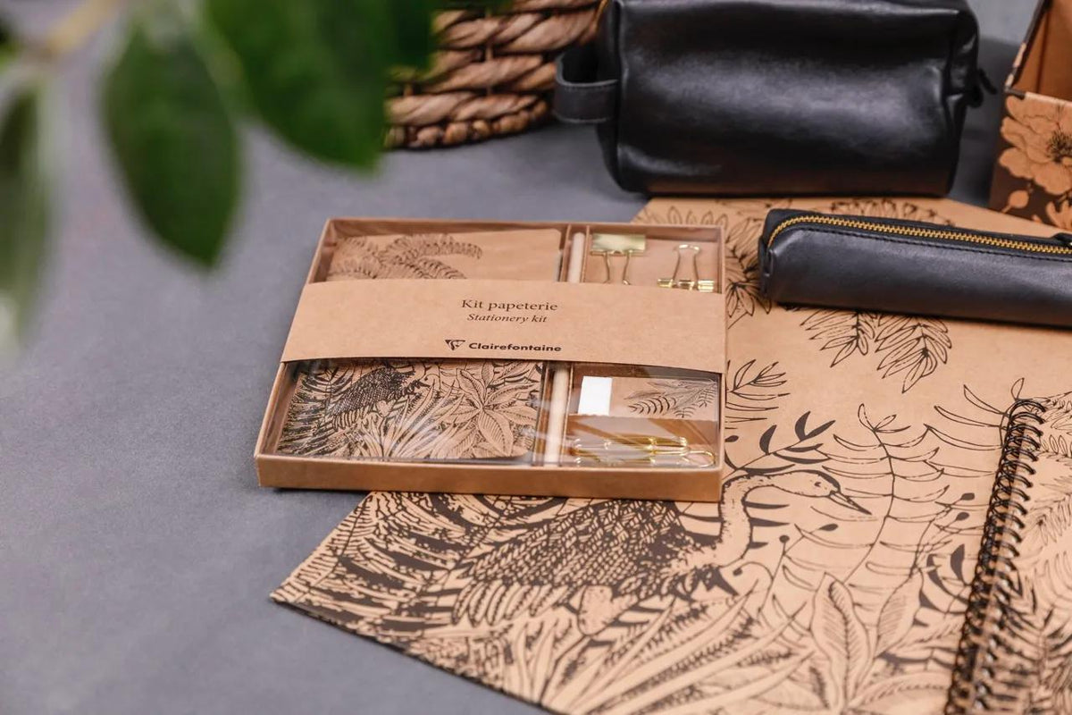 The white cherry tree, Kit of stationery containing a notebook 11x17 cm 64 lines pages, a pencil of paper, 2 double clips, 10 trombones and a gum