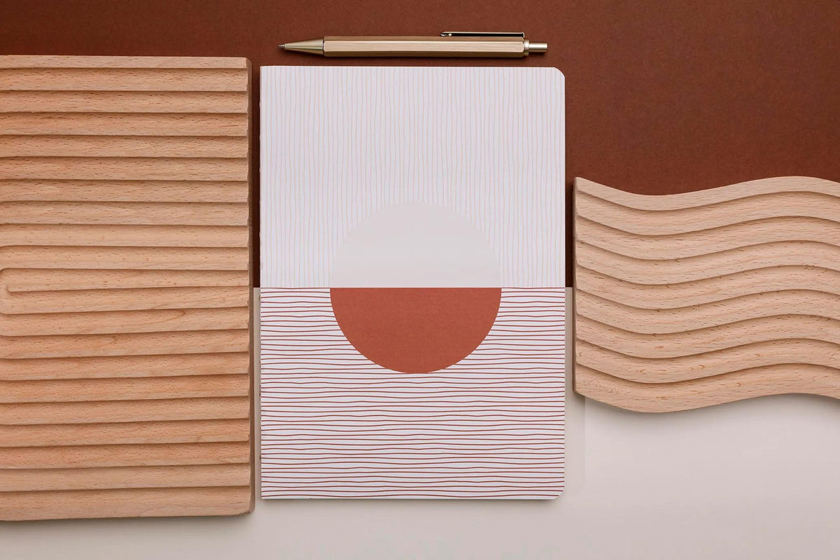 Terracotta, Booklet flexible Broschüre A5 14,8x21 cm, 160 Seiten, gefüttert, roh zurück, Arsch. (4er-Pack)