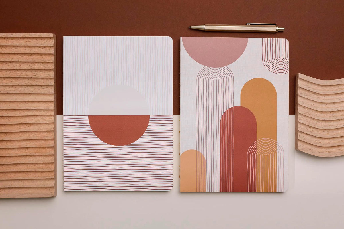 Terracotta, Booklet flexible Broschüre A5 14,8x21 cm, 160 Seiten, gefüttert, roh zurück, Arsch. (4er-Pack)