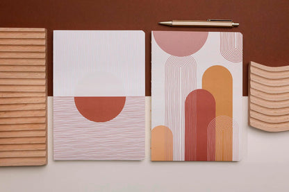 Terracotta, Booklet flexible Broschüre A5 14,8x21 cm, 160 Seiten, gefüttert, roh zurück, Arsch. (4er-Pack)