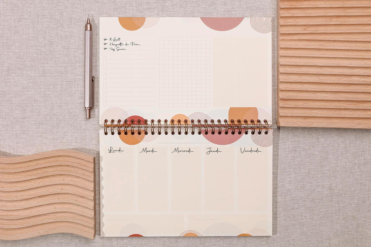 Terracotta, Planner block complete binding head 22x14 cm 53 printed sheets