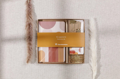 Terracotta, Kit of stationery containing a notebook 11x17 cm 64 pages lines, a pencil paper, 2 double clips, 10 trombones and a gum