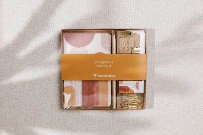 Terracotta, Kit of stationery containing a notebook 11x17 cm 64 pages lines, a pencil paper, 2 double clips, 10 trombones and a gum