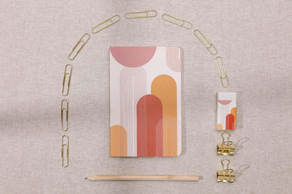 Terracotta, Kit of stationery containing a notebook 11x17 cm 64 pages lines, a pencil paper, 2 double clips, 10 trombones and a gum