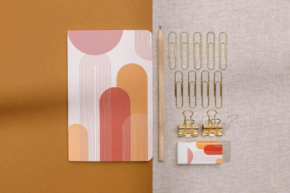 Terracotta, Kit of stationery containing a notebook 11x17 cm 64 pages lines, a pencil paper, 2 double clips, 10 trombones and a gum