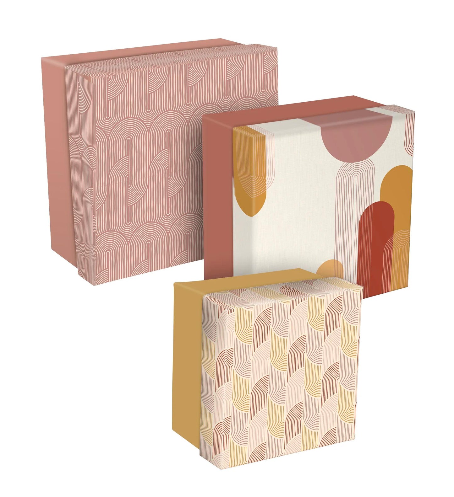 Terracotta, Set di 3 caselle quadrate 25x25x12 cm, 20x20x11cm, e 16x16x10 cm (Pacchetto x2)