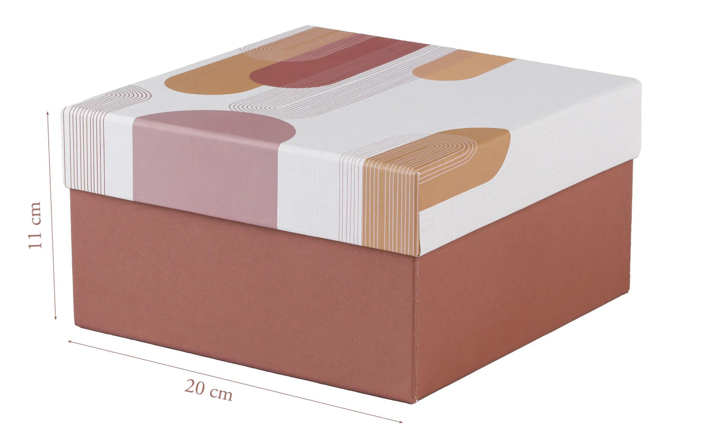 Terracotta, Set di 3 caselle quadrate 25x25x12 cm, 20x20x11cm, e 16x16x10 cm (Pacchetto x2)
