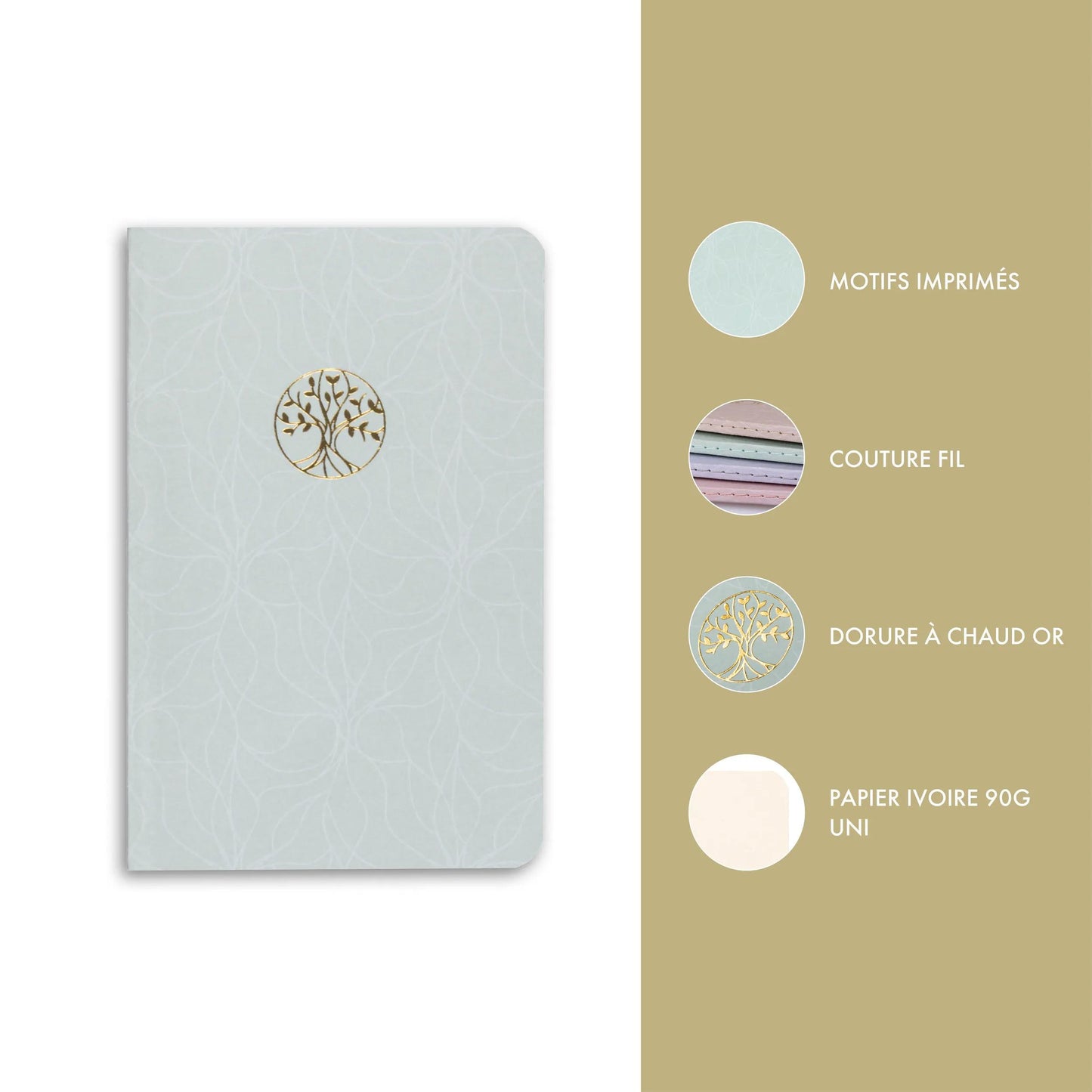 Ispirare, Sewn notebook 9x14cm, 96 pagine, pianura, culo (Pacchetto x8)