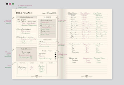 Ispirare, pianificatore giornaliero, A5 legante completo 14,8x21 cm, 148 pagine, stampato, culo. - Nuovo (confezione da 4)