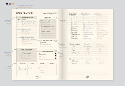 Ispirare, pianificatore giornaliero, A5 legante completo 14,8x21 cm, 148 pagine, stampato, culo. - Nuovo (confezione da 4)
