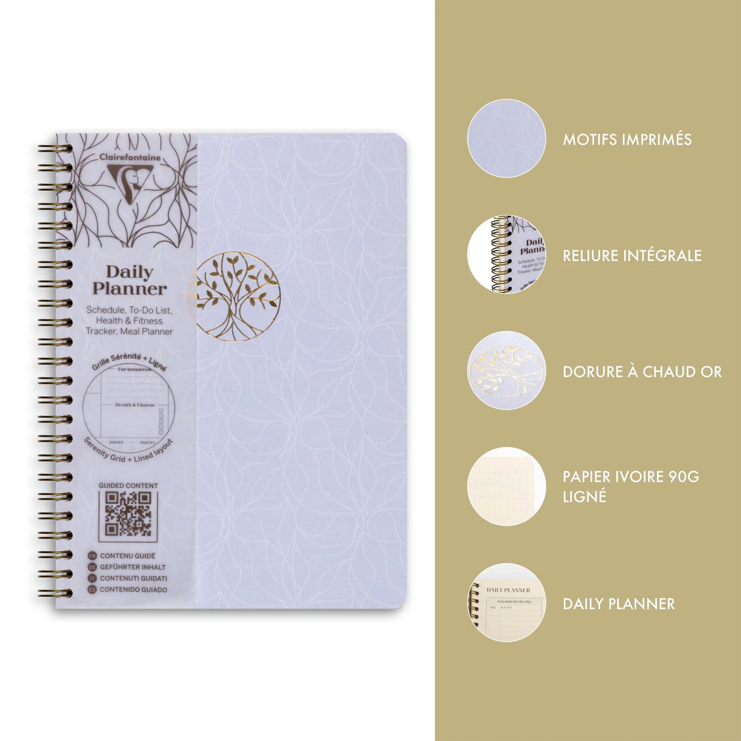Inspire, Daily planner, A5 complete binder 14,8x21 cm, 148 pages, printed, ass. - New (Pack x4)