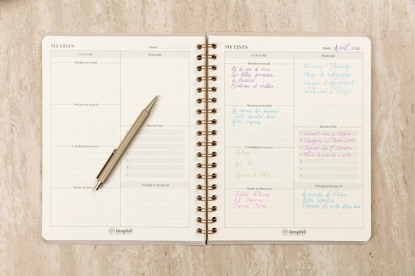 Inspire, Life planner, 19x25 cm complete binder, canvas cover of the Marais, 192 pages, printed, ass. - New (Pack x4)