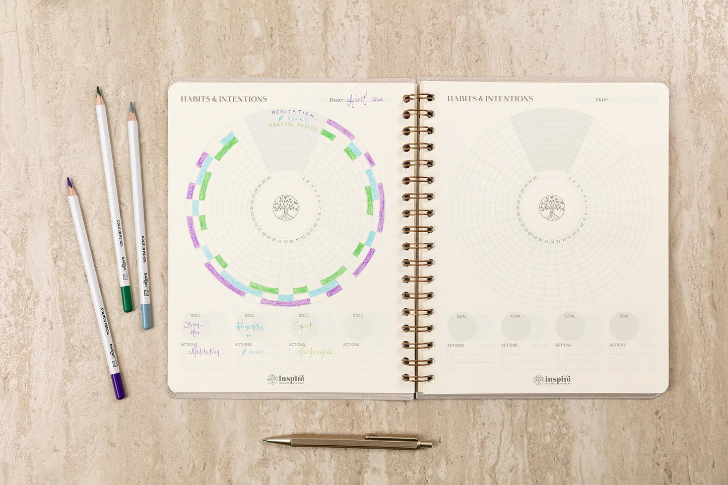 Inspire, Life planner, 19x25 cm complete binder, canvas cover of the Marais, 192 pages, printed, ass. - New (Pack x4)