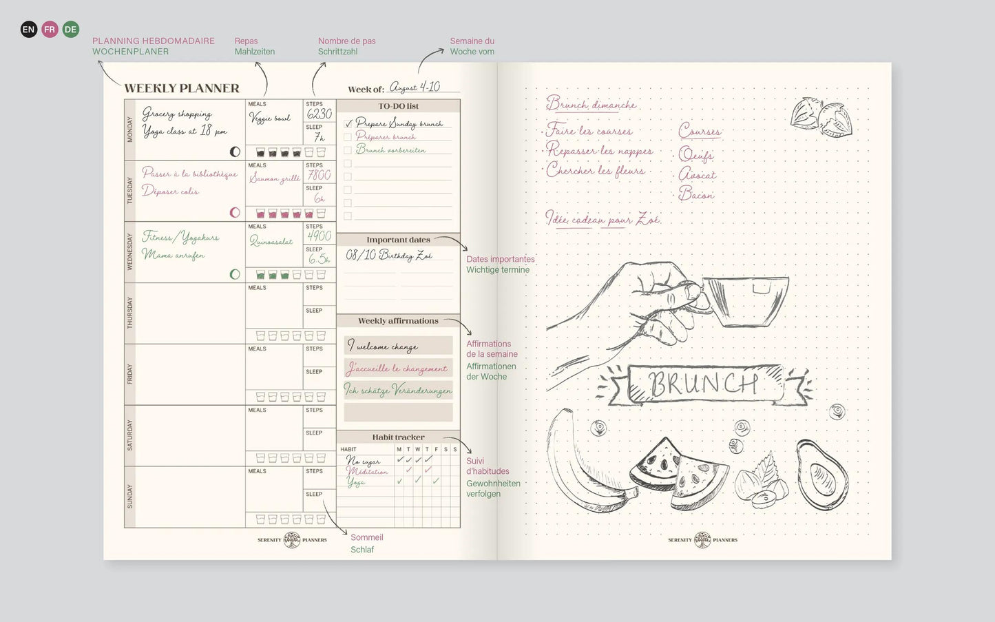 Inspire, Life planner, 19x25 cm complete binder, canvas cover of the Marais, 192 pages, printed, ass. - New (Pack x4)