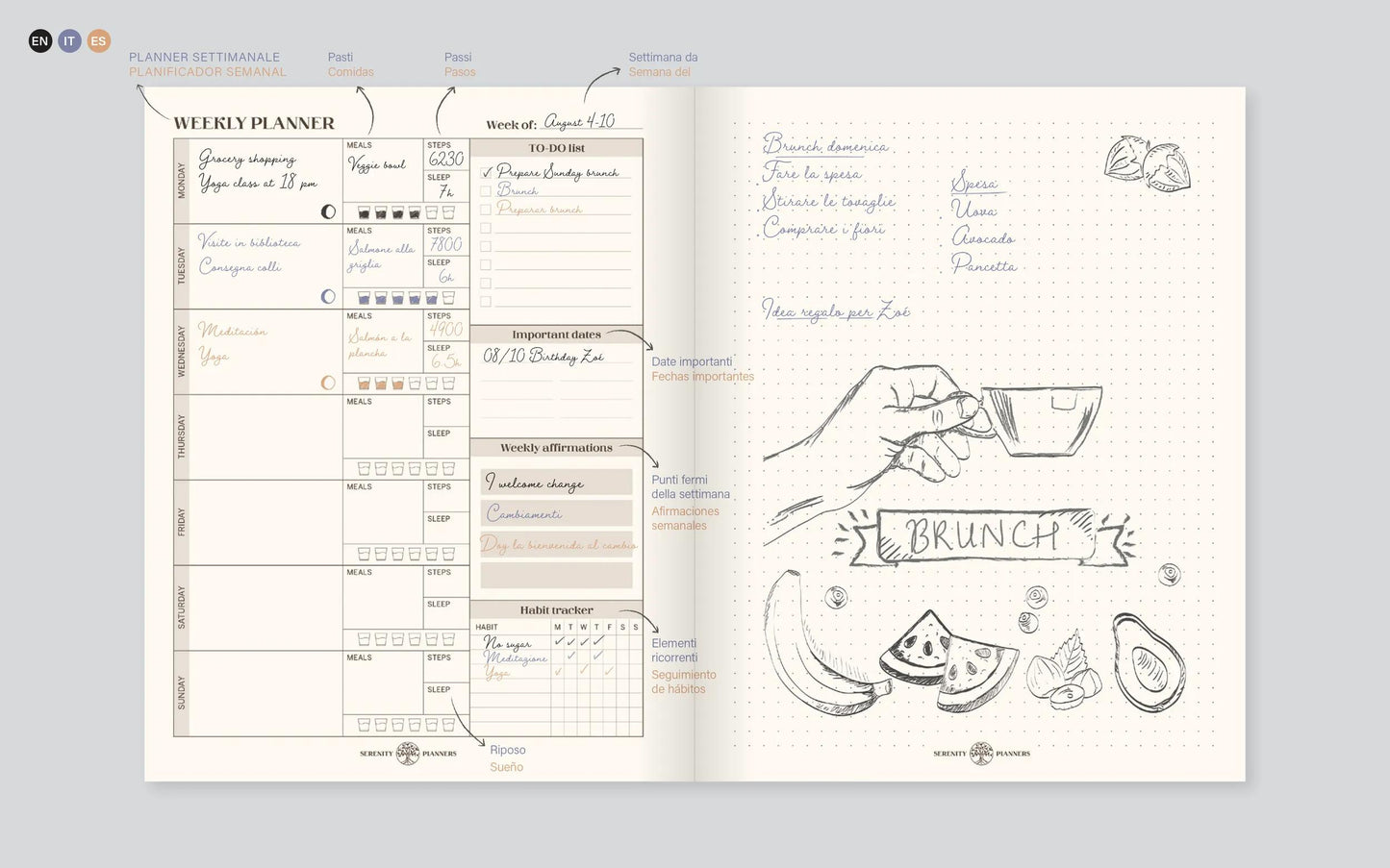 Inspire, Life planner, 19x25 cm complete binder, canvas cover of the Marais, 192 pages, printed, ass. - New (Pack x4)