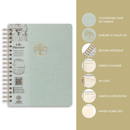 Inspire, Lebensplaner, 19x25 cm kompletter Binder, Leinwandbezug der Marais, 192 Seiten, bedruckt, arsch. - Neu (4er-Pack)