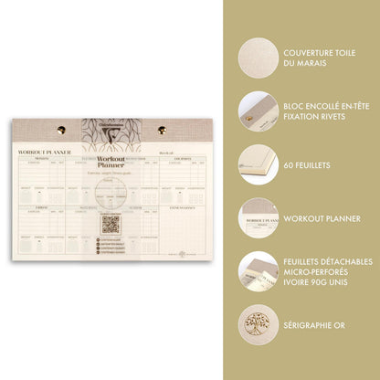 Inspire, Workout Planer, Rivet Block 24x17cm, Marais Leinwand, 60 abnehmbare Druckbogen, Arsch. - Neu (4er-Pack)