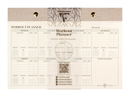 Inspire, Workout Planer, Rivet Block 24x17cm, Marais Leinwand, 60 abnehmbare Druckbogen, Arsch. - Neu (4er-Pack)