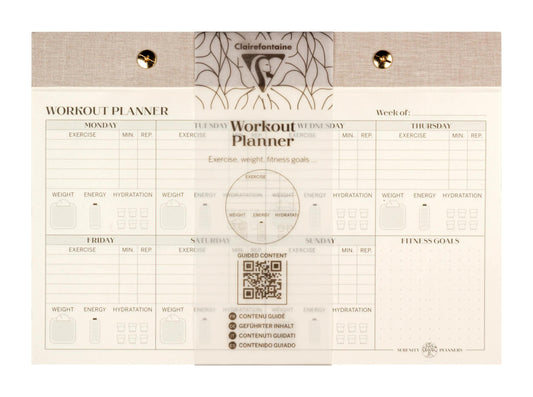 Inspire, Workout planner, Rivet block 24x17cm, Marais canvas, 60 detachable printed sheets, ass. - New