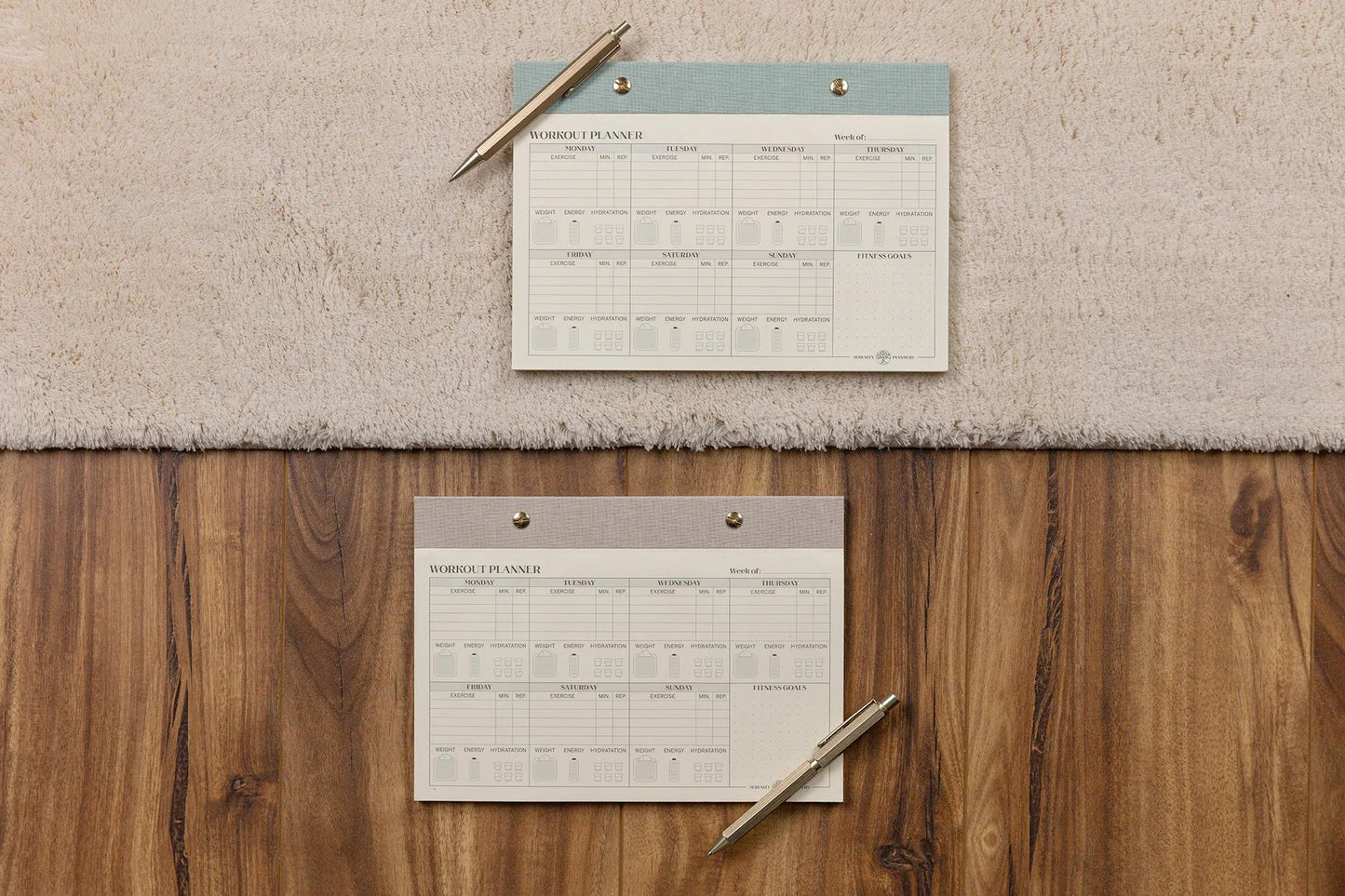 Inspire, Workout Planer, Rivet Block 24x17cm, Marais Leinwand, 60 abnehmbare Druckbogen, Arsch. - Neu (Paket x4)